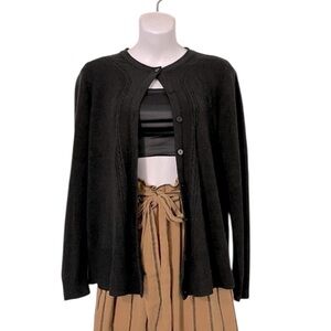 RQT Women’s Petite Black Button Down Knit Cardigan Sweater Sz PM